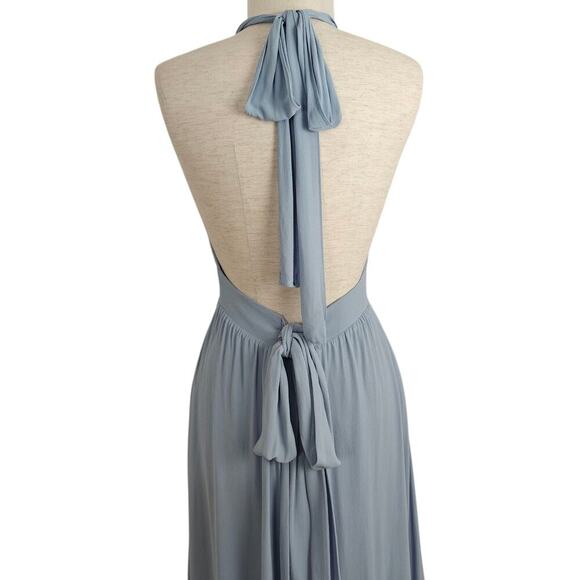 Reformation Andee Halter Maxi Dress Size 12 Mineral Blue Side Slit Romantic - Picture 11 of 15